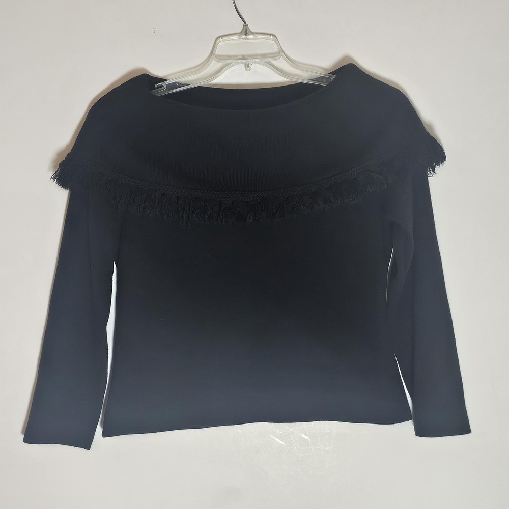 Miss Dorby Sweater Womens Small Fringe Trim Long Sleeve Pullover Knit Top